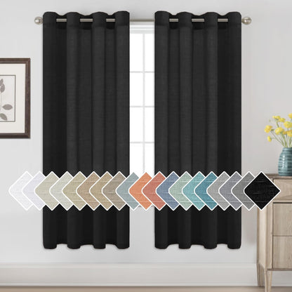 H.VERSAILTEX Natural Linen Sheer Curtains 84" 2 Panels Grommet