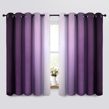 Yakamok Ombre Curtains Blue and Greyish White for Living Room,52Wx84L