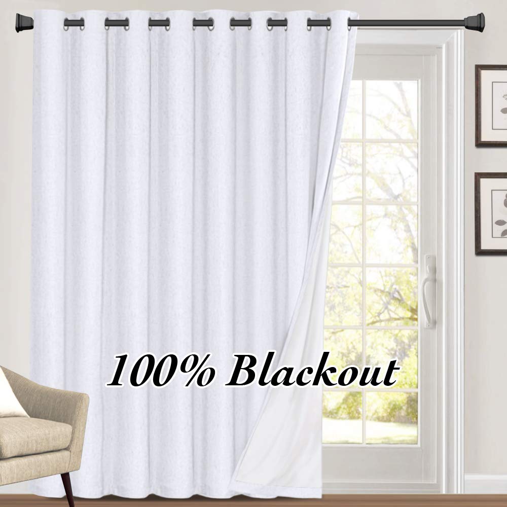 PrinceDeco Natural Linen Curtains 100% Blackout Linen Curtains for Bedroom Full Blackout Curtains 84 Inches Long Living Room Thermal Insulated Light Blocking Curtain Drapes White Backing, 2 Panels