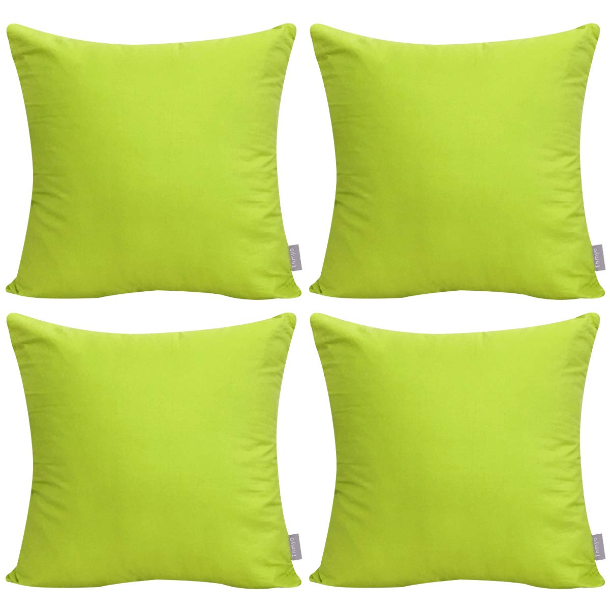 Thmyo 4-Pack 100% Cotton Solid Decorative Throw Pillow Case 18x18 Orange