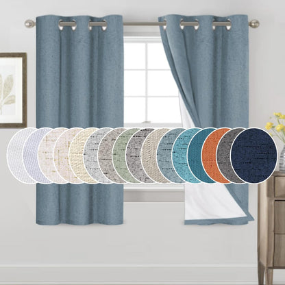PrinceDeco Natural Linen Curtains 100% Blackout Linen Curtains for Bedroom Full Blackout Curtains 84 Inches Long Living Room Thermal Insulated Light Blocking Curtain Drapes White Backing, 2 Panels