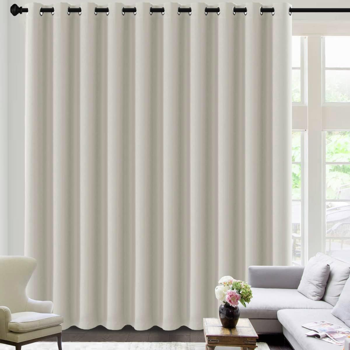 H.VERSAILTEX 100% Blackout Curtains for Bedroom Black Out Curtains 96 inch Thermal Insulated Long Blackout Curtains for Living Room, Energy Saving Curtains for Patio Door Grommet (1 Panel, Jet Black)