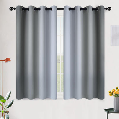 SimpleHome Ombre Black to Grey White Curtains for Living Room 52Wx84L