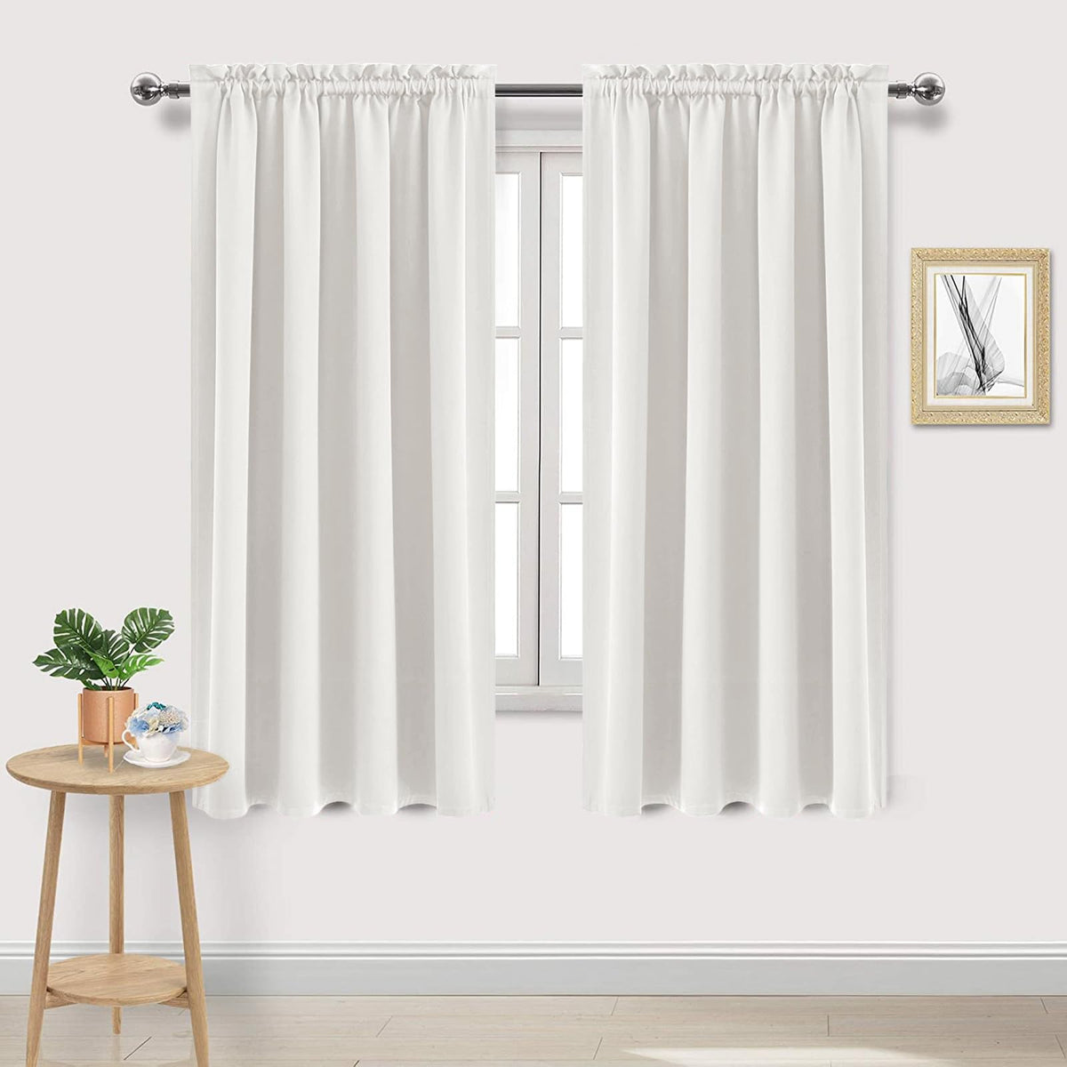 DWCN Blackout Curtains for Bedroom Living Room 42 x 63 Inch Long Black