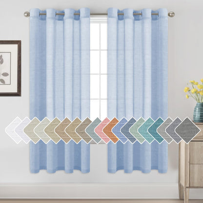 H.VERSAILTEX Natural Linen Sheer Curtains 84" 2 Panels Grommet