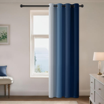 Yakamok Ombre Curtains Blue and Greyish White for Living Room,52Wx84L