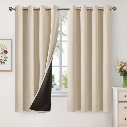 YoungsTex Black Blackout Curtains for Bedroom, Thermal Drapes Heat Blocking