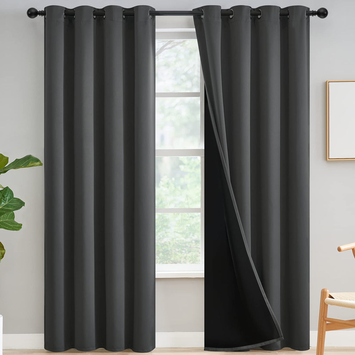 Yakamok Burgundy Red Blackout Curtains 84 inches Long for Bedroom 38" Wide