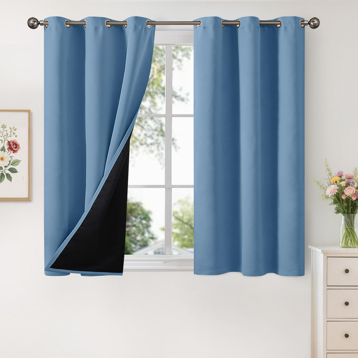 YoungsTex Black Blackout Curtains for Bedroom, Thermal Drapes Heat Blocking