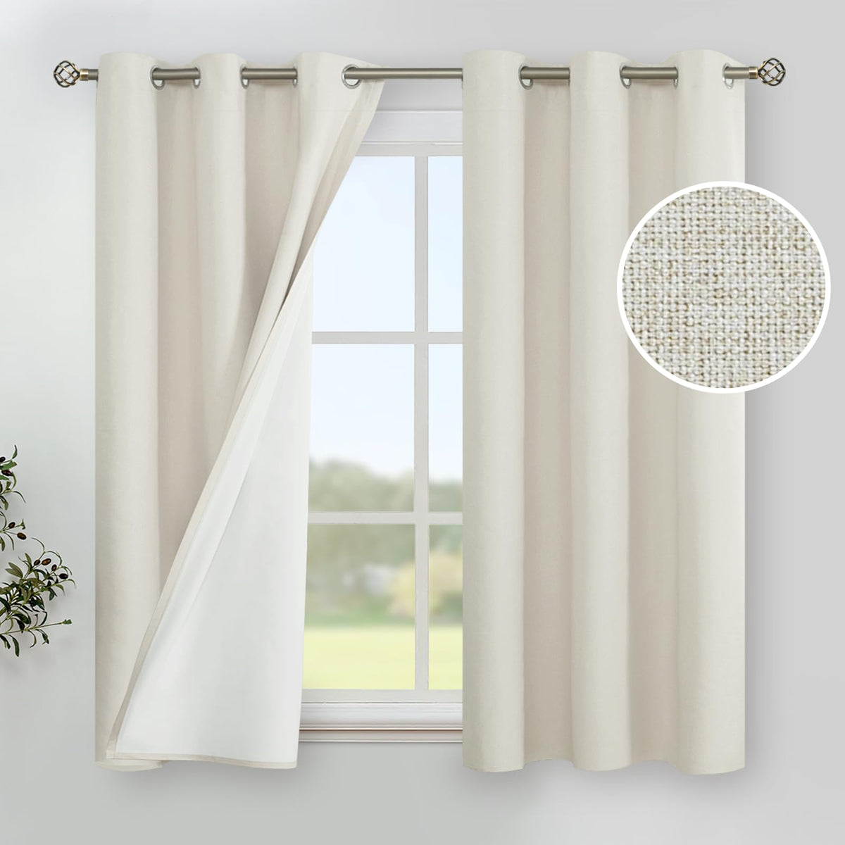 YoungsTex Black Blackout Curtains for Bedroom, Thermal Drapes Heat Blocking