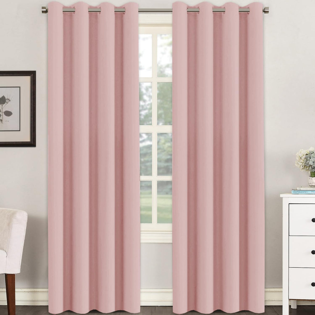 H.VERSAILTEX 100% Blackout Curtains for Bedroom Black Out Curtains 96 inch Thermal Insulated Long Blackout Curtains for Living Room, Energy Saving Curtains for Patio Door Grommet (1 Panel, Jet Black)