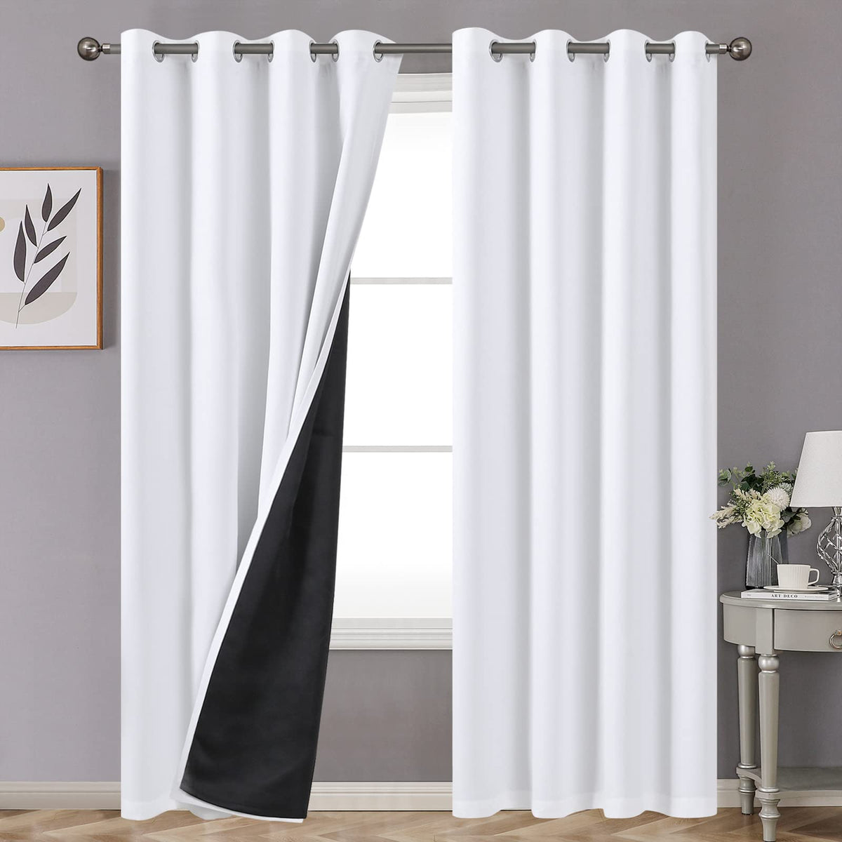 YoungsTex Black Blackout Curtains for Bedroom, Thermal Drapes Heat Blocking