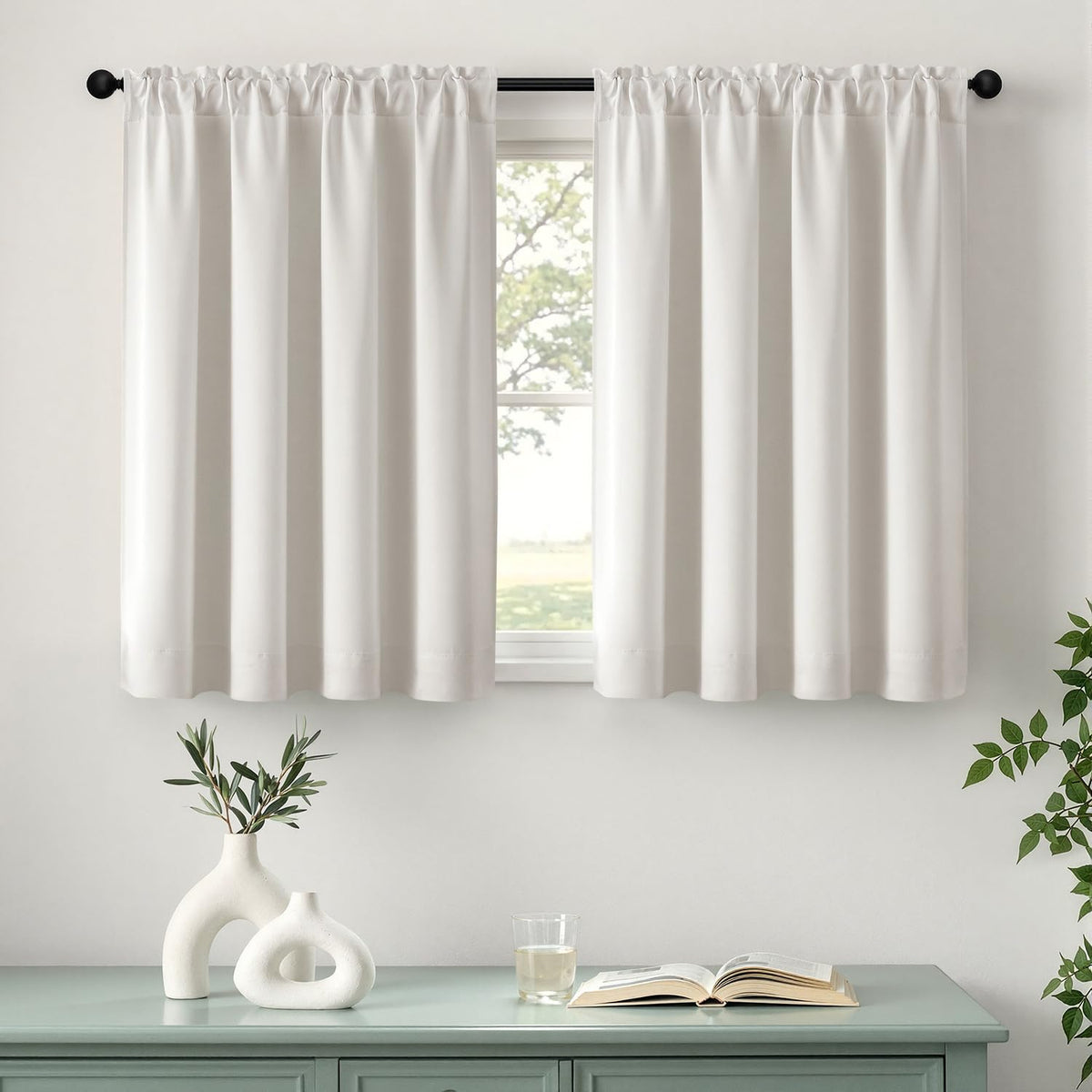MIULEE Stone Blue Blackout Curtains for Bedroom Living Room 40"x63" 2 Panel