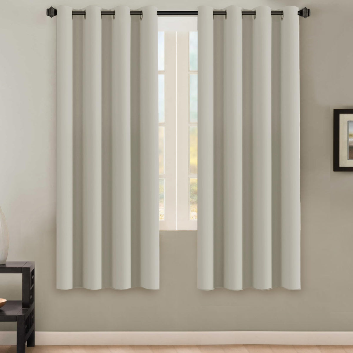 H.VERSAILTEX Blackout Curtains for Bedroom Thermal Insulated Room Darkening Living Room Curtains 63 Inch Long Grommet Privacy Protection Window Curtain Panels/Drapes for Nursery,2 Panels,Ivory/Cream