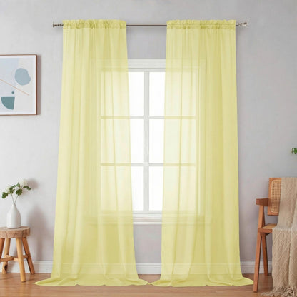 Simplebrand Black Sheer Curtains 84 Inches Long 2 Panels for Living Room