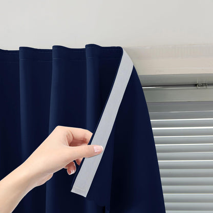 Adhesive Blackout Curtains- Self Stick Shades Window Blinds Curtains No Rod Needed Easy to Hang Curtains, Use for Bedroom, Living Room, Dining Room, Kitchen, Home Office, 35"W X 59"L, Black, 1 Panel