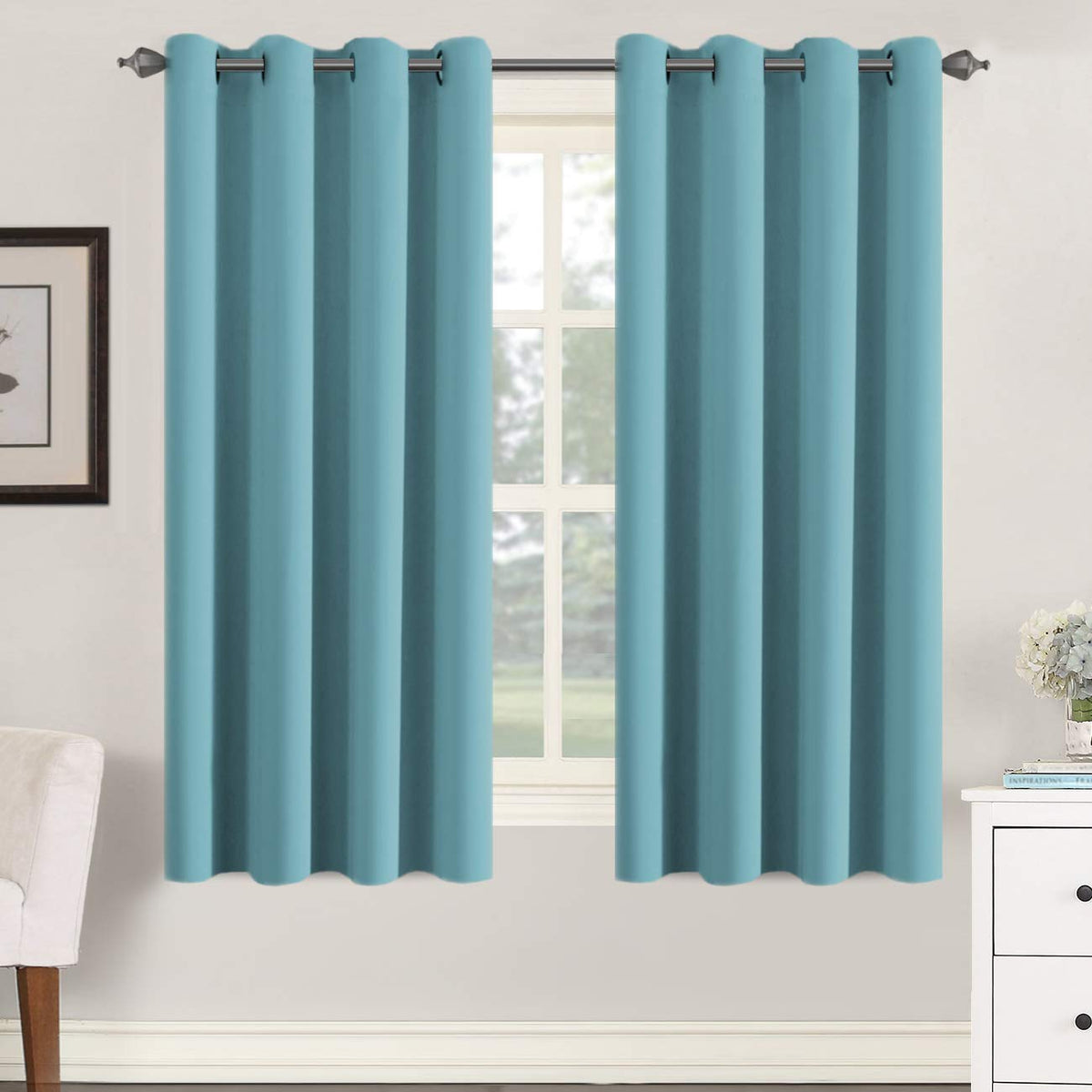 H.VERSAILTEX Blackout Curtains for Bedroom Thermal Insulated Room Darkening Living Room Curtains 63 Inch Long Grommet Privacy Protection Window Curtain Panels/Drapes for Nursery,2 Panels,Ivory/Cream