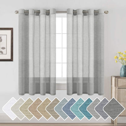 H.VERSAILTEX Natural Linen Sheer Curtains 84" 2 Panels Grommet