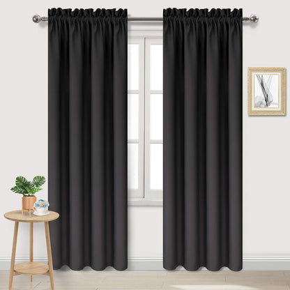 DWCN Blackout Curtains for Bedroom Living Room 42 x 63 Inch Long Black