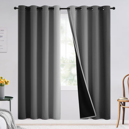 SimpleHome Ombre Black to Grey White Curtains for Living Room 52Wx84L