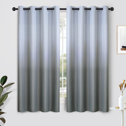 SimpleHome Ombre Black to Grey White Curtains for Living Room 52Wx84L