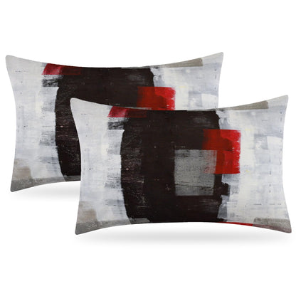 Blue and Grey Abstract Art Artwork Pillow Cover, Gallery Modern Decorative Throw Pillows Cushion Cover for Bedroom Sofa Living Room 18 x 18 Inch Set of 2