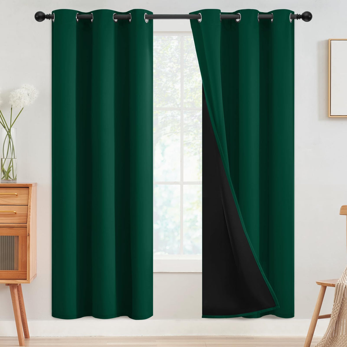 SimpleHome Cream 100% Blackout Curtains Room Darkening Living Room 84 Inch