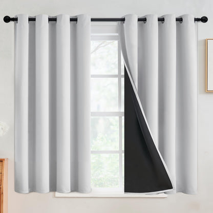 SimpleHome Cream 100% Blackout Curtains Room Darkening Living Room 84 Inch