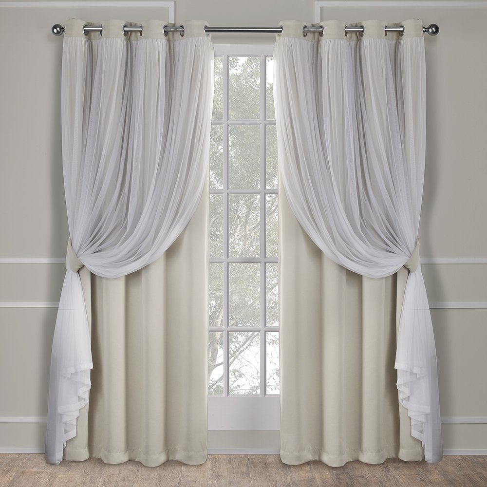 TOWN & COUNTRY LUXE Talia Double Layer Indoor Curtains, Sheer and Room Darkening Blackout, Grommet Top, Energy Efficient, 2-Pack Set, 52"x84", Rose Blush