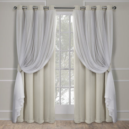 TOWN & COUNTRY LUXE Talia Double Layer Indoor Curtains, Sheer and Room Darkening Blackout, Grommet Top, Energy Efficient, 2-Pack Set, 52"x84", Rose Blush