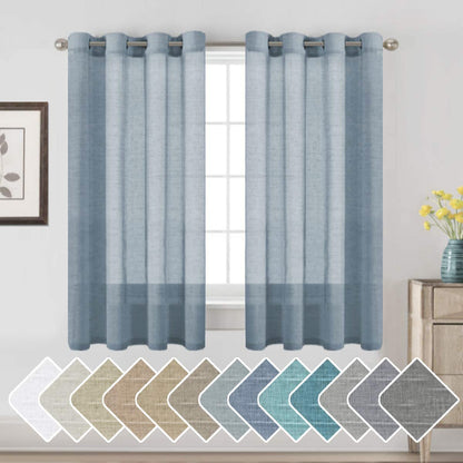 H.VERSAILTEX Natural Linen Sheer Curtains 84" 2 Panels Grommet