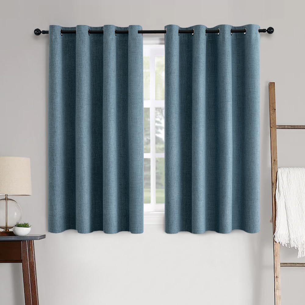 MIULEE 100% Blackout Linen Curtains for Bedroom 52x84 Inches Natural Beige