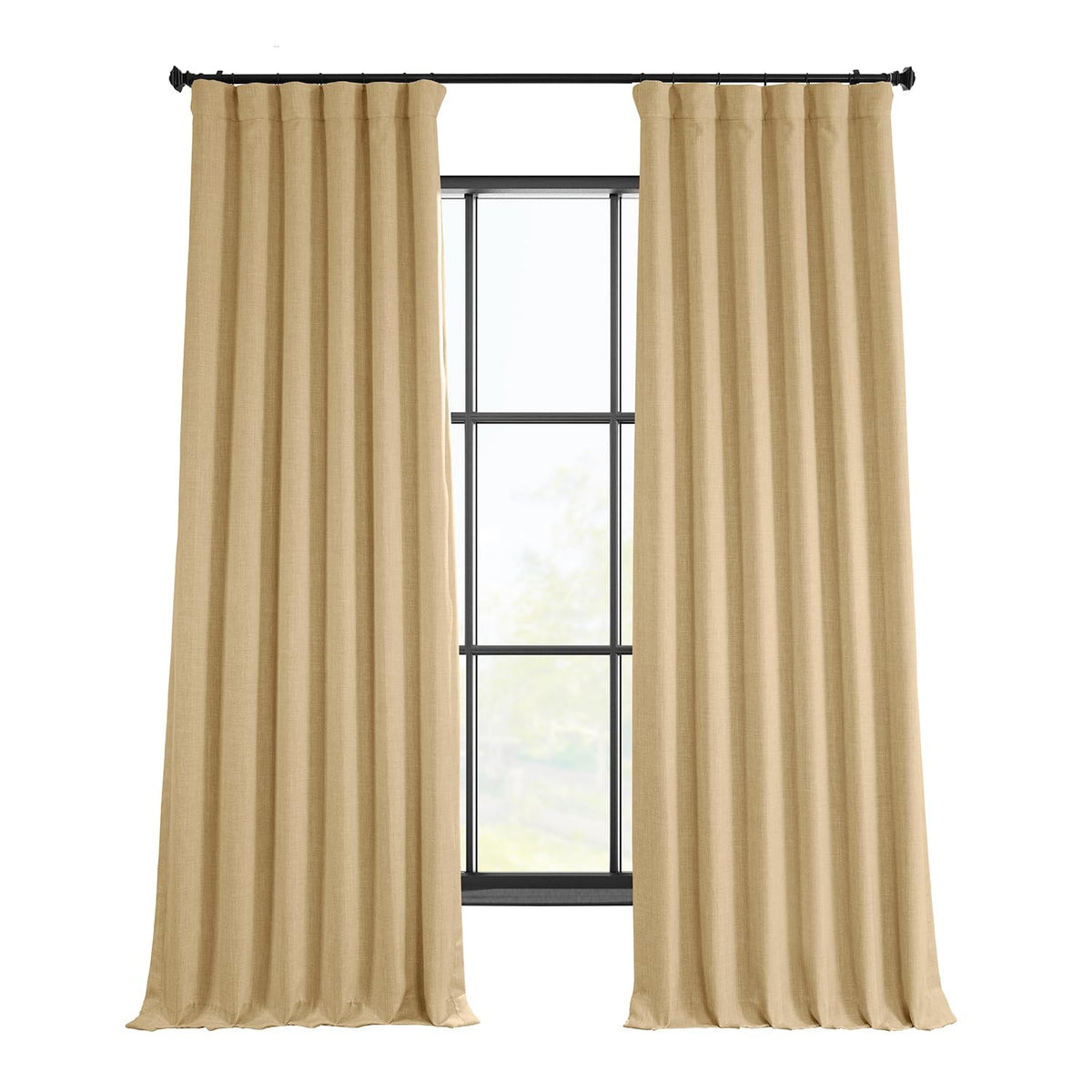 Faux Linen Curtains for Living Room (1 Panel) - 50W X 108L, Birch Taupe