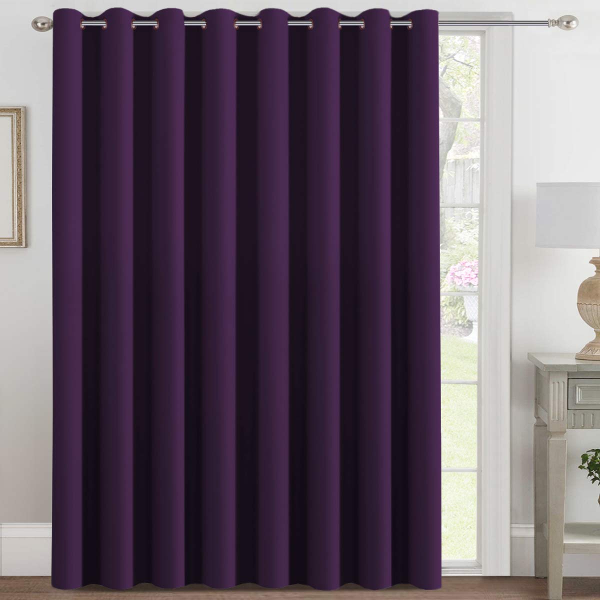 H.VERSAILTEX 100% Blackout Curtains for Bedroom Black Out Curtains 96 inch Thermal Insulated Long Blackout Curtains for Living Room, Energy Saving Curtains for Patio Door Grommet (1 Panel, Jet Black)