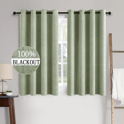 MIULEE 100% Blackout Linen Curtains for Bedroom 52x84 Inches Natural Beige