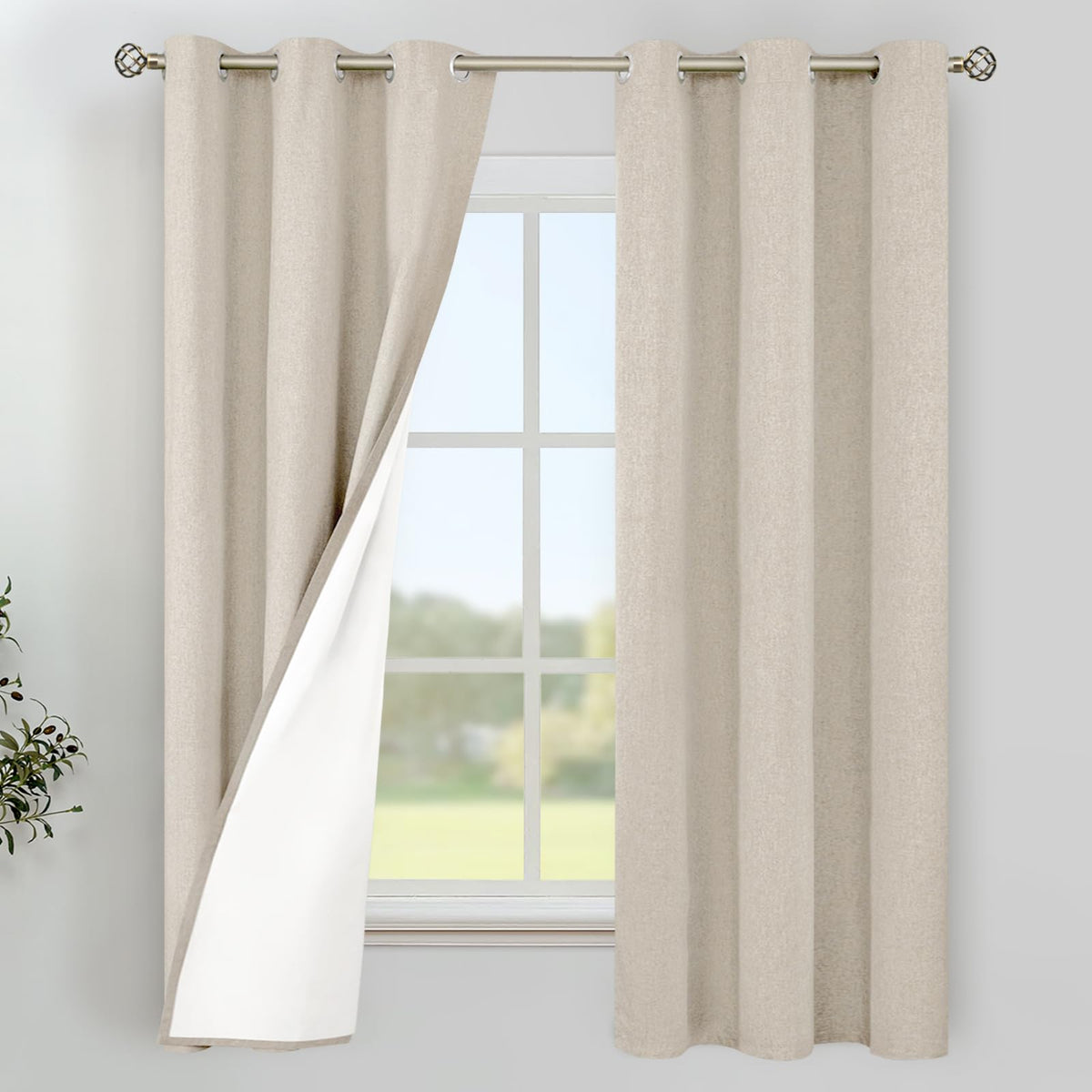 YoungsTex Black Blackout Curtains for Bedroom, Thermal Drapes Heat Blocking