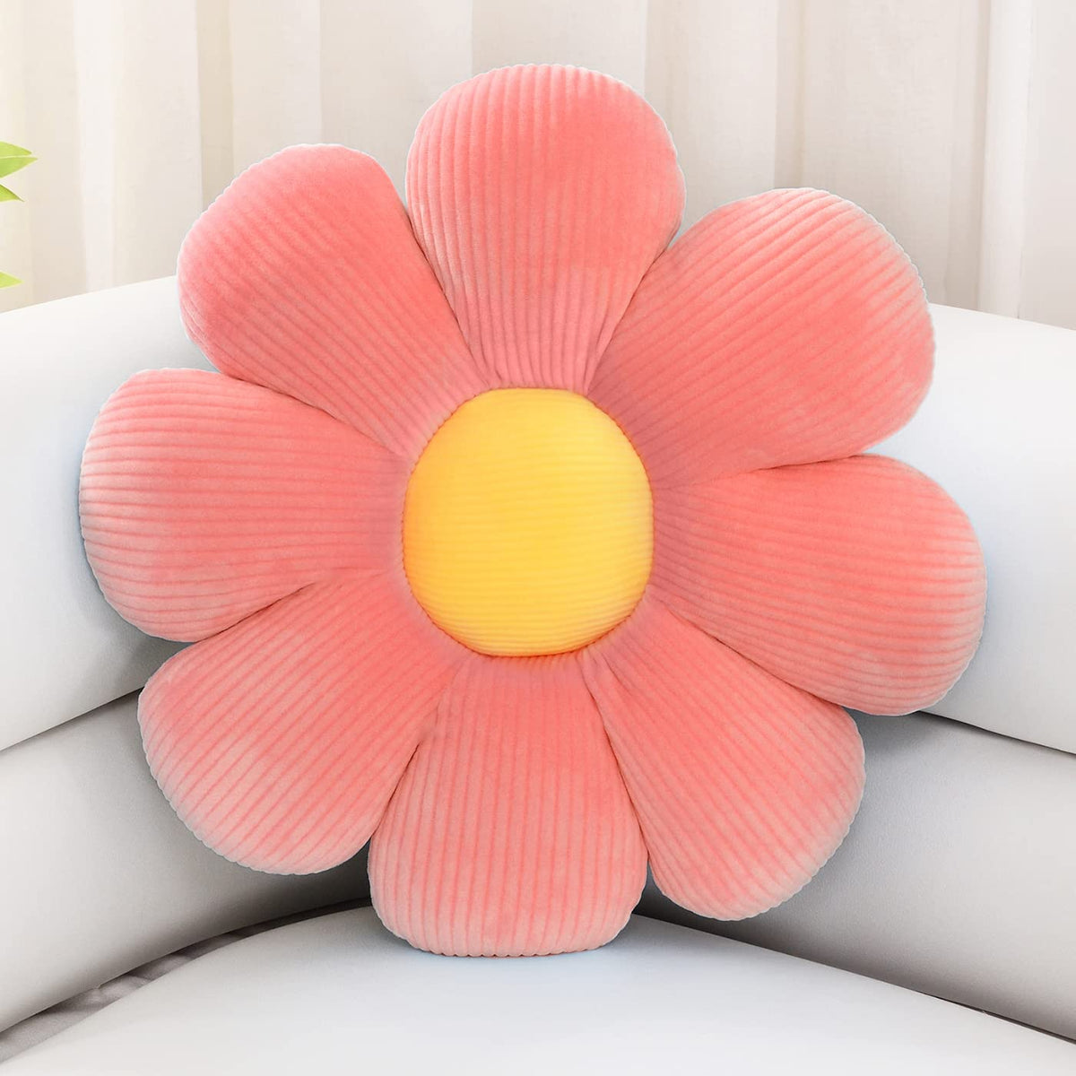Sioloc Flower Pillow Shaped Throw Pillow Butt Cushion Flower Floor Pillow,Seating Cushion,Cute Room Decor & Plush Pillow for Bedroom Sofa Chair(Green,15.7'')