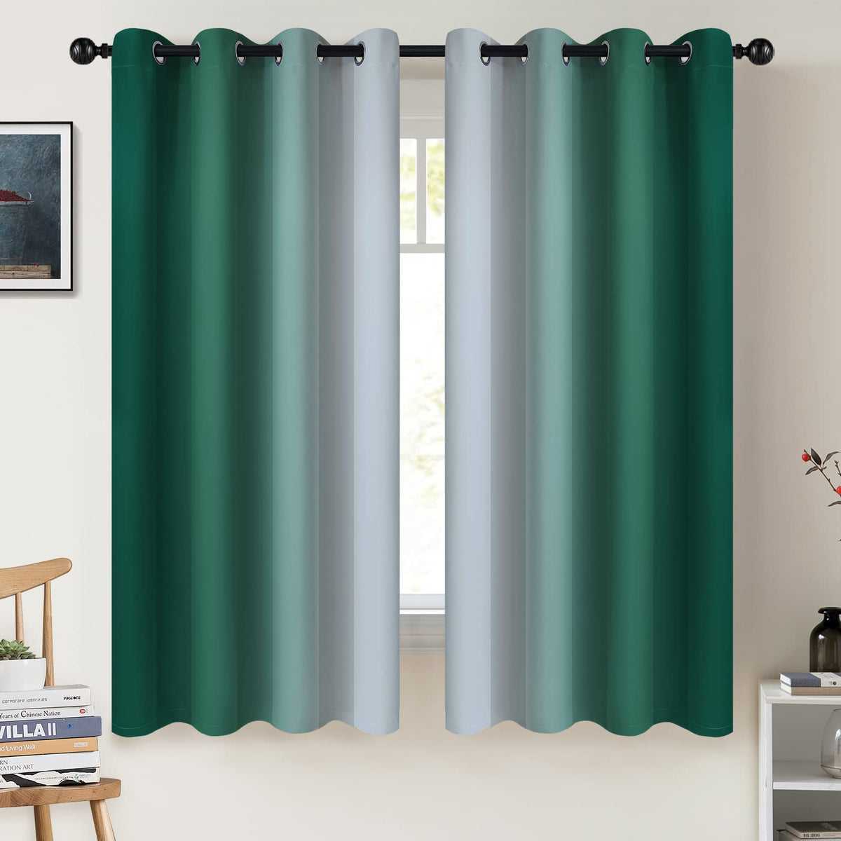 COSVIYA Grommet Room Darkening Ombre Purple Curtains W52xL63 inch