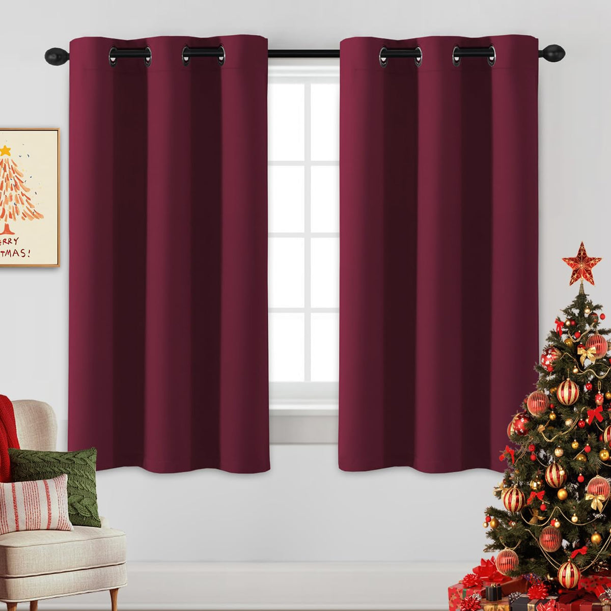 H.VERSAILTEX Blackout Curtains for Bedroom Thermal Insulated Room Darkening Living Room Curtains 63 Inch Long Grommet Privacy Protection Window Curtain Panels/Drapes for Nursery,2 Panels,Ivory/Cream