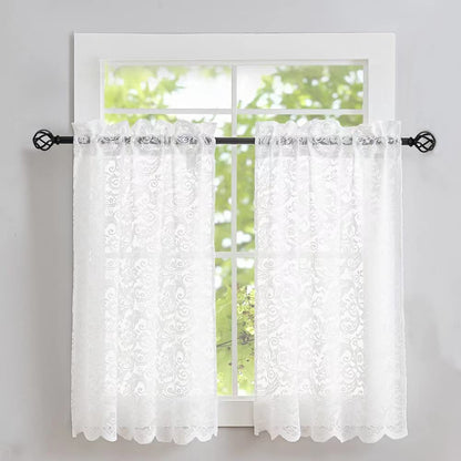 ALIGOGO Black Lace Curtains for Living Room, Gothic Decor, 52W x 84L Inch