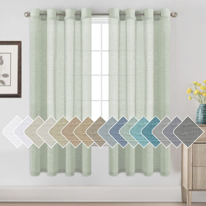 H.VERSAILTEX Natural Linen Sheer Curtains 84" 2 Panels Grommet