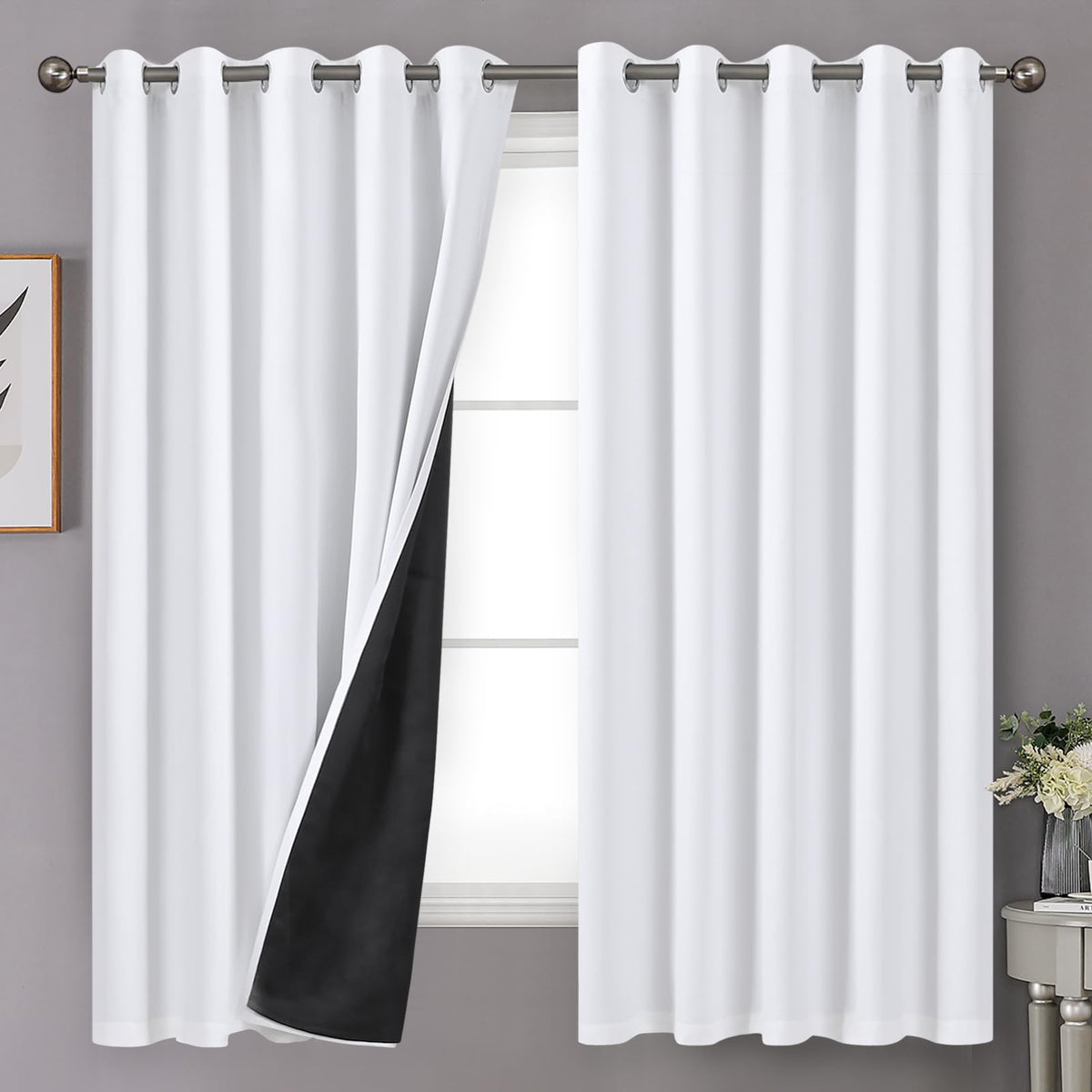 YoungsTex Black Blackout Curtains for Bedroom, Thermal Drapes Heat Blocking