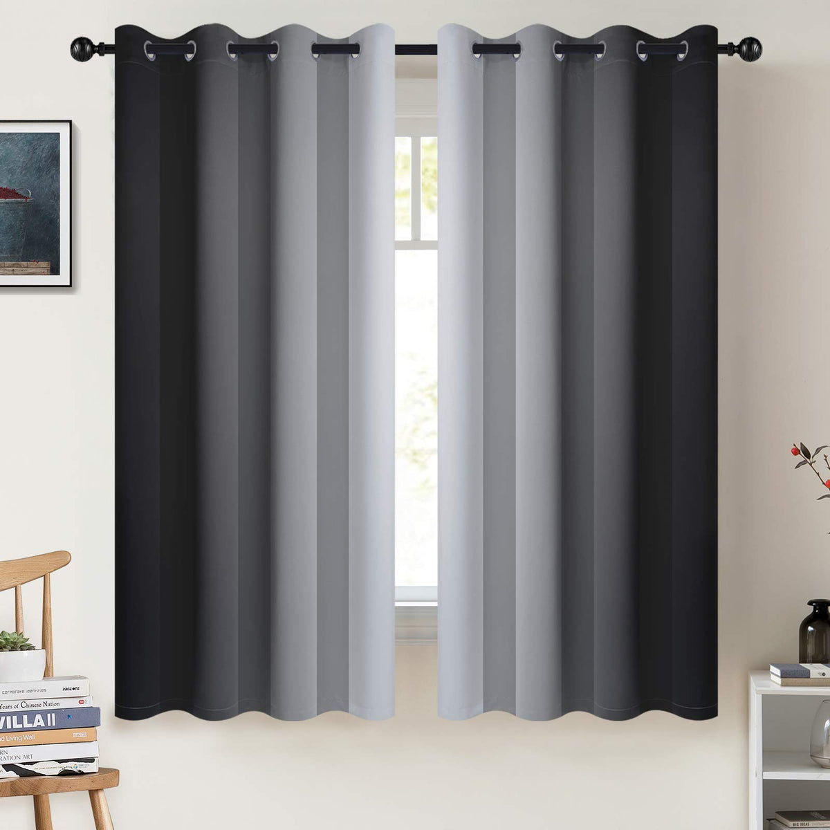 COSVIYA Grommet Room Darkening Ombre Purple Curtains W52xL63 inch
