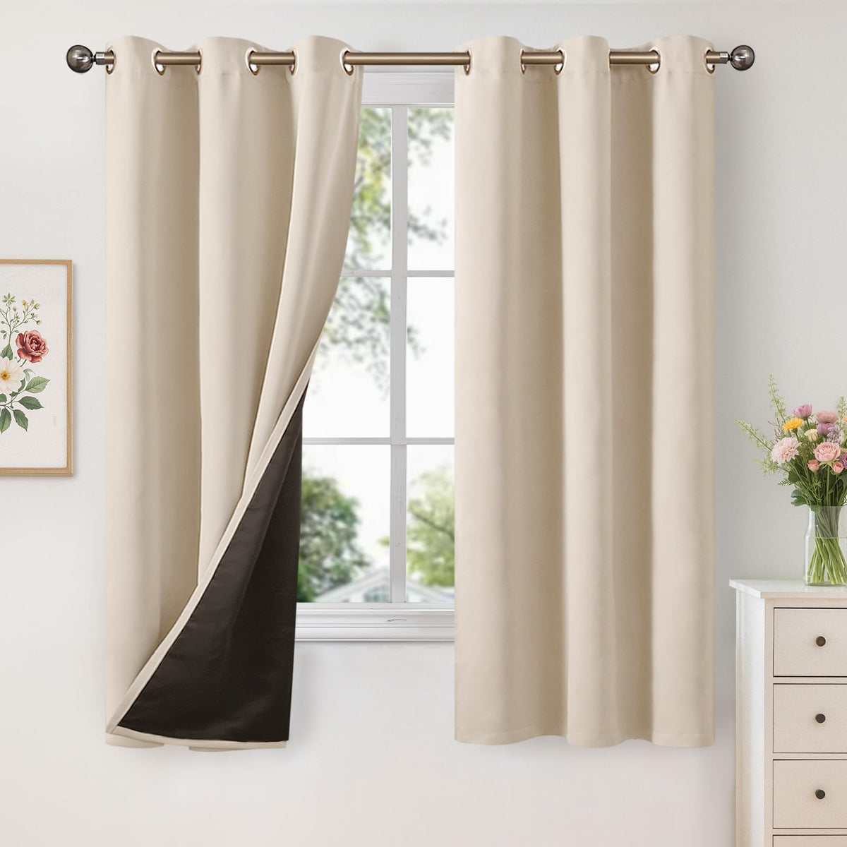 YoungsTex Black Blackout Curtains for Bedroom, Thermal Drapes Heat Blocking