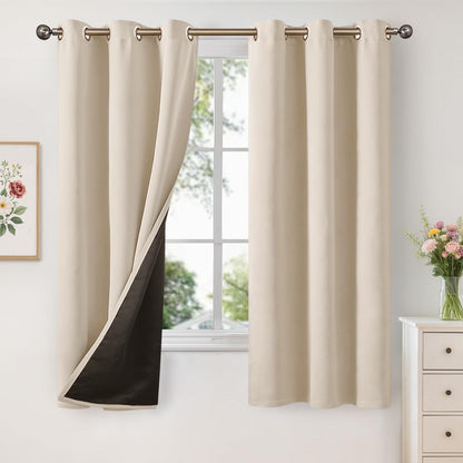 YoungsTex Black Blackout Curtains for Bedroom, Thermal Drapes Heat Blocking