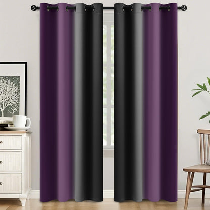 SimpleHome Ombre Black to Grey White Curtains for Living Room 52Wx84L