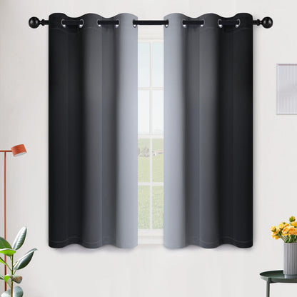 SimpleHome Ombre Black to Grey White Curtains for Living Room 52Wx84L
