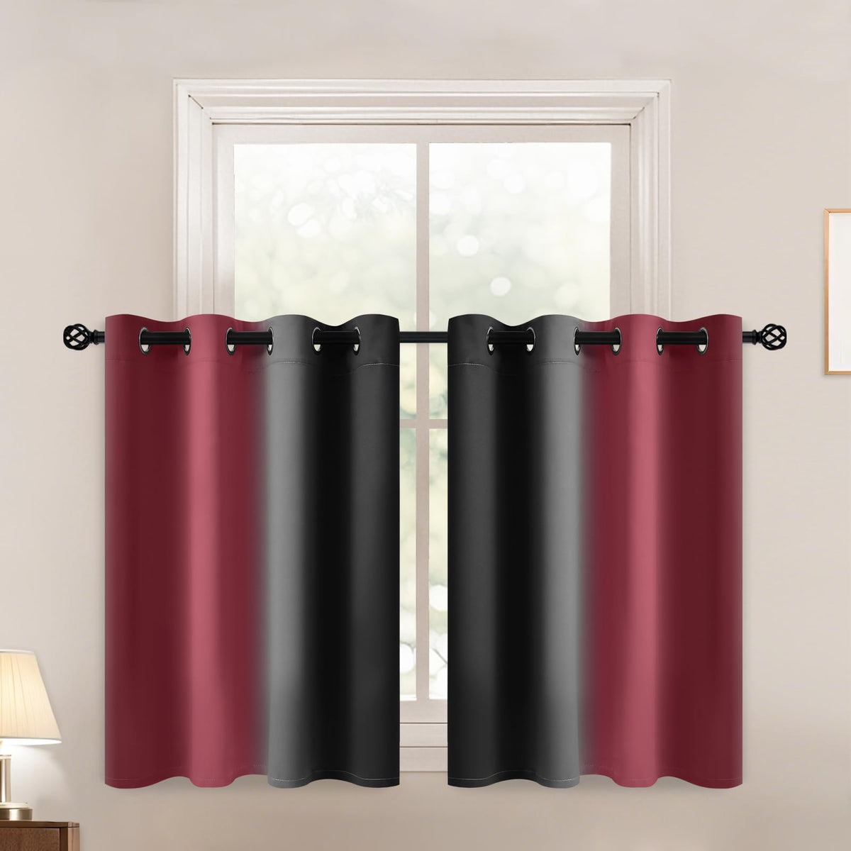 Yakamok Ombre Curtains Blue and Greyish White for Living Room,52Wx84L
