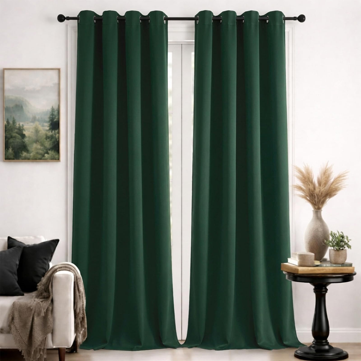 Simplebrand Sage Green Blackout Curtains 84 Inch Length 2 Panels Set for Bedroom/Living Room, Solid Room Darkening Thermal Insulated Grommet Energy Saving Window Treatment Drapes, Each 52" Wide