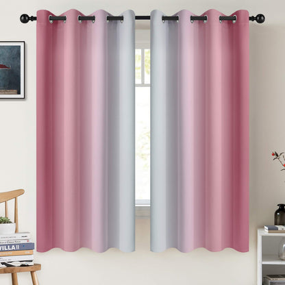 COSVIYA Grommet Room Darkening Ombre Purple Curtains W52xL63 inch